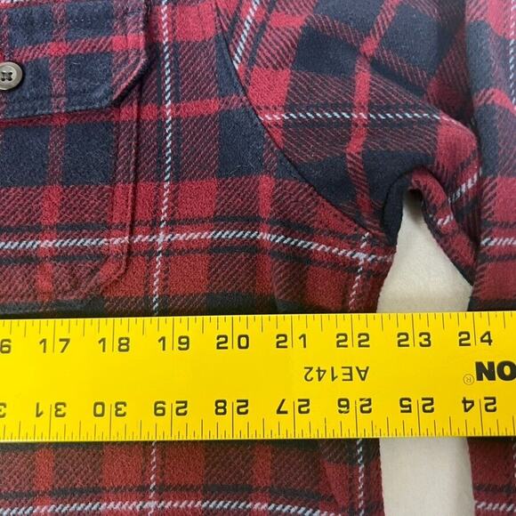 Orvis Flannel Shirt Jacket Mens M Red Black Plaid Shacket Chest Pockets - Picture 5 of 9